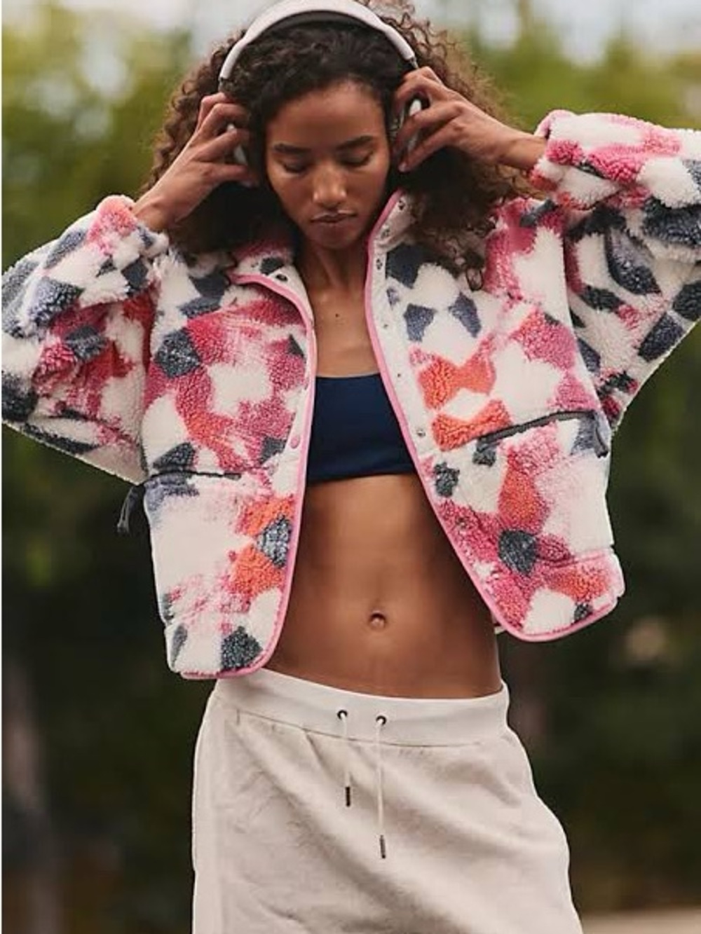 Free People Movement Hit The Slopes Printed Fleece Jacket – Mystic Meadow combo